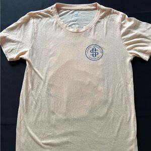 Simply Southern Men's Light Peach Short-Sleeve Tee with Blue Logo